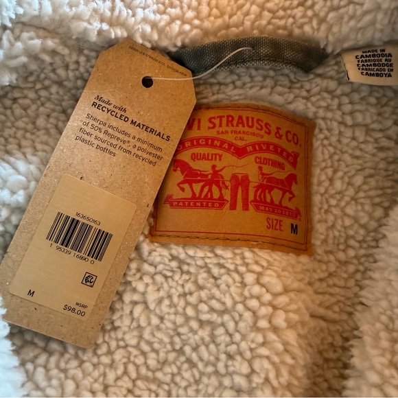 Levi's Men's Olive Green Sherpa Lined Jacket size Medium - Picture 2 of 5